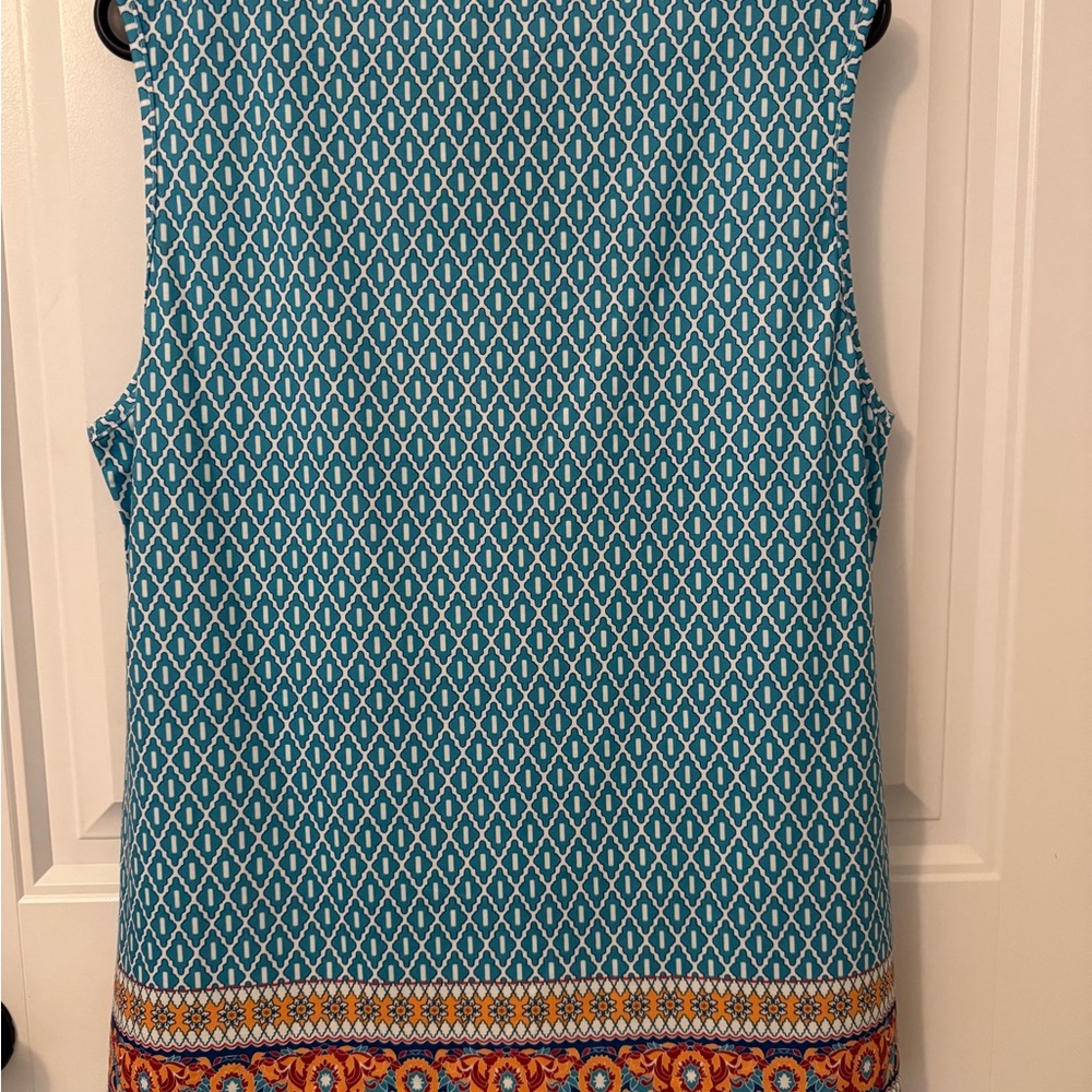 Etcetera Women's Teal, Orange, & Pink Geometric Tank Top - Picture 2 of 3
